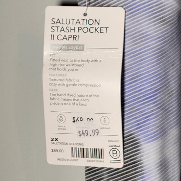 ATHLETA Salutation Stash Pocket II High Rise Capri Tight Legging Yoga Blue Gray - Picture 6 of 11